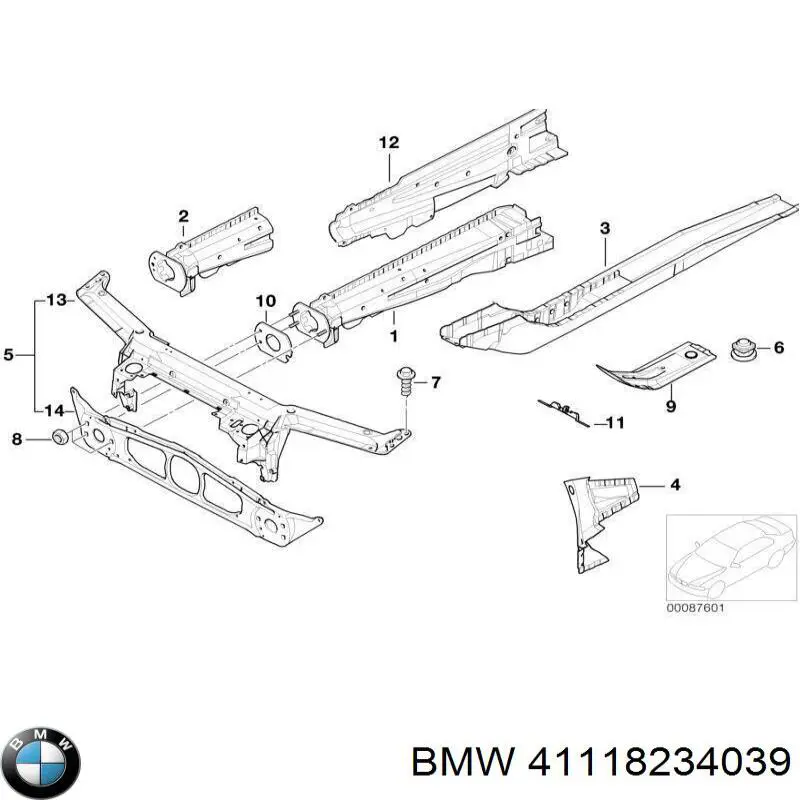 Лонжерон рами передній лівий BMW 41118234039 ціна, від 180.53 USD