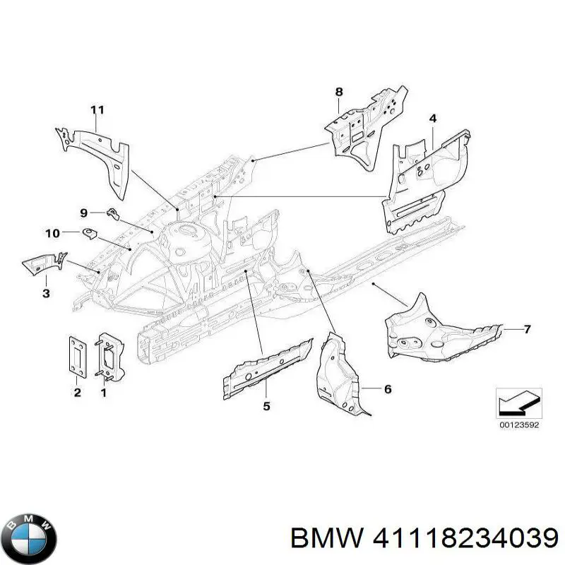 Купити 41118234039 BMW Лонжерон рами передній лівий