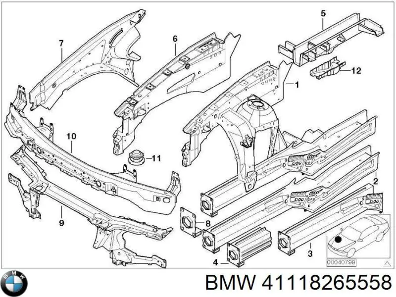 41118265558 BMW Лонжерон рами передній правий