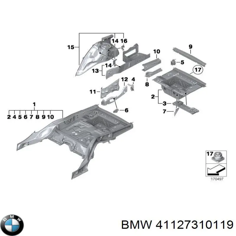 Ніша запасного колеса BMW 41127310119 ціна, від 169.30 USD