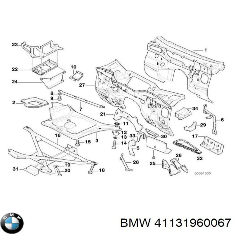 Рамка радіатора верхня BMW 41131960067 ціна, від 1071.72 USD
