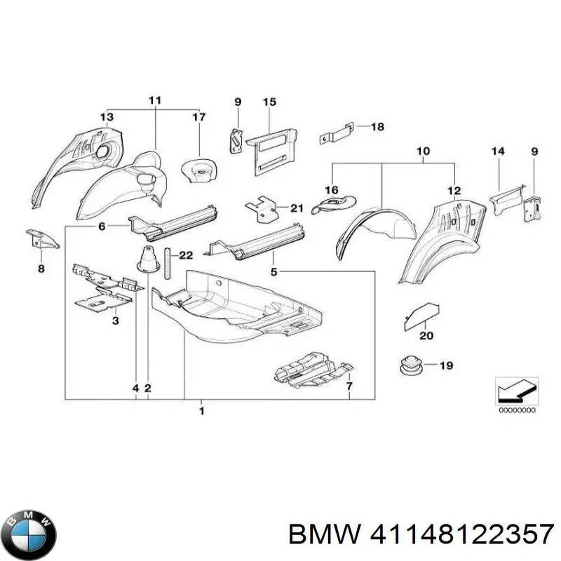 Арка крила заднього лівого BMW 41148122357 ціна, від 395.23 USD