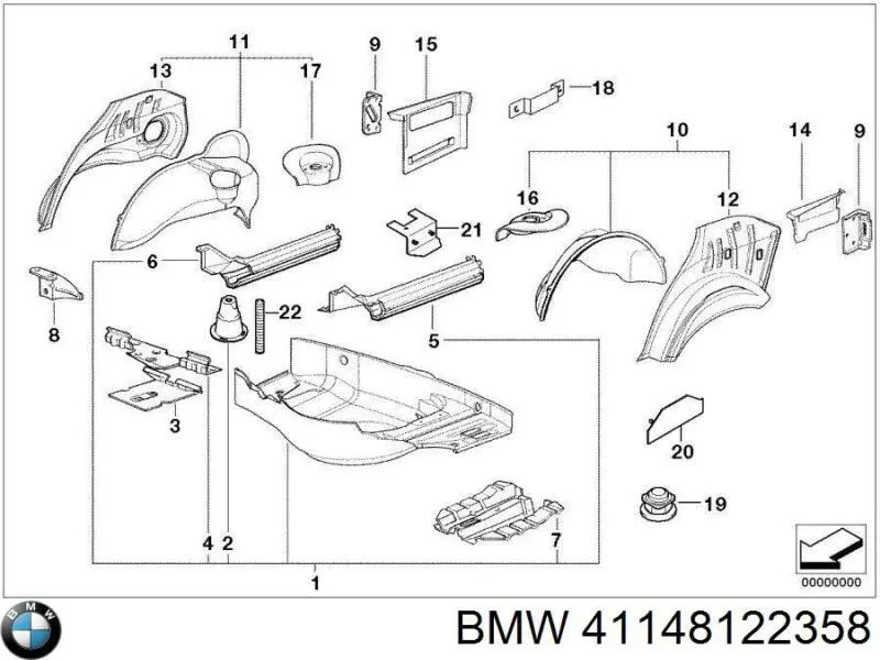Арка крила заднього правого BMW 41148122358 ціна, від 551.83 USD