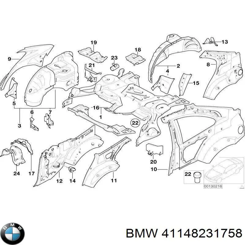 Арка крила заднього правого BMW 41148231758 ціна, від 317.84 USD