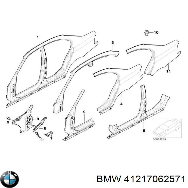 Панель кузова ліва BMW 41217062571 ціна, від 3766.25 USD