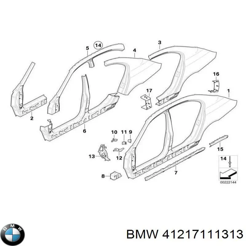 Купити 41217111313 BMW Боковина кузова в зборі