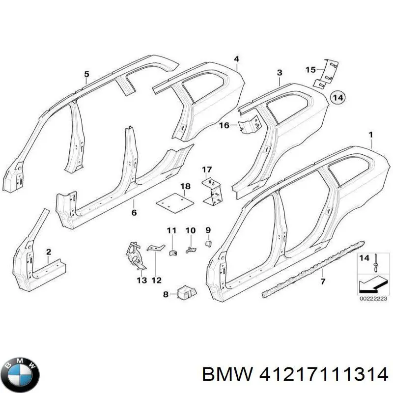 41217111314 BMW Панель кузова права