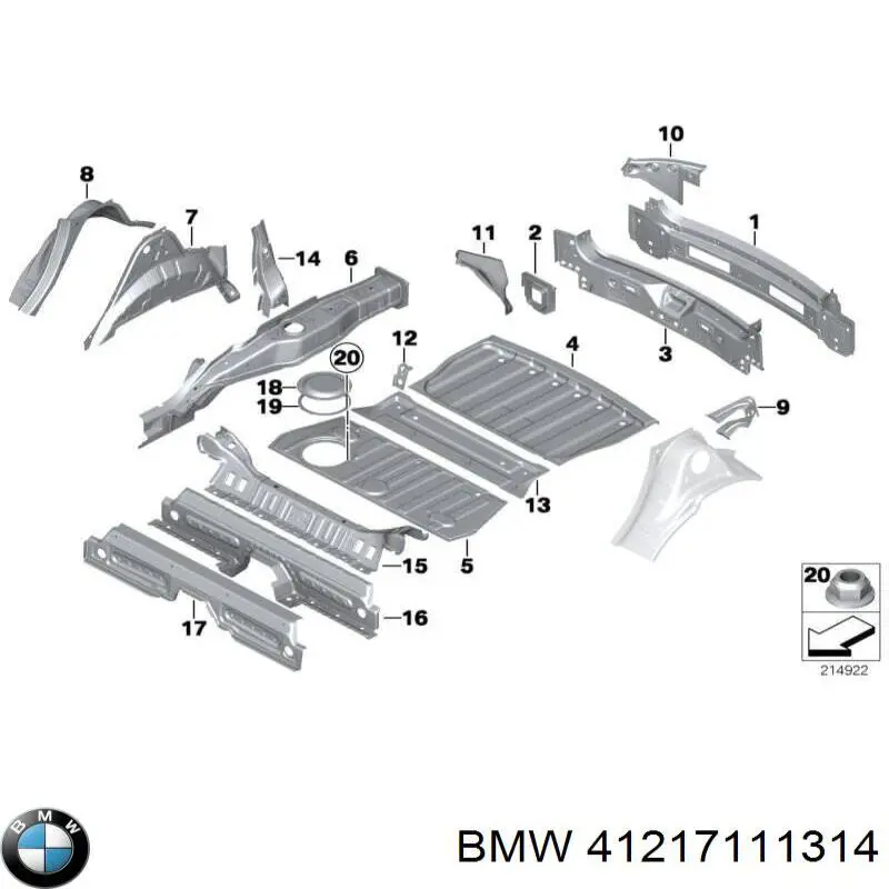 Ремчасть кузова права BMW 41217111314 ціна, від 126.66 USD