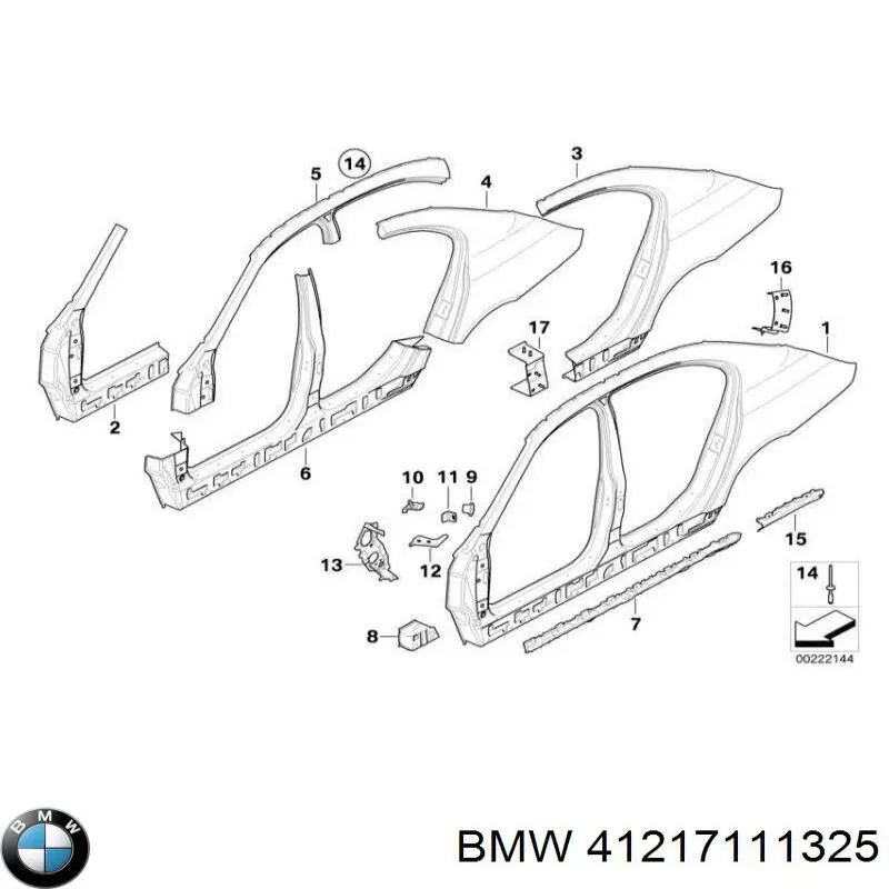 Купити 41217111325 BMW Поріг зовнішній лівий
