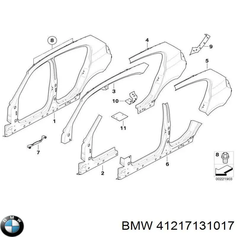 Бічна частина задня ліва на BMW 1 (E81, E87)
