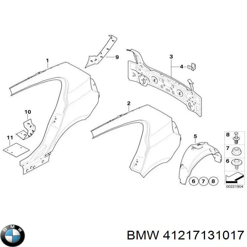 Крило заднє BMW 41217131017 ціна, від 169.30 USD