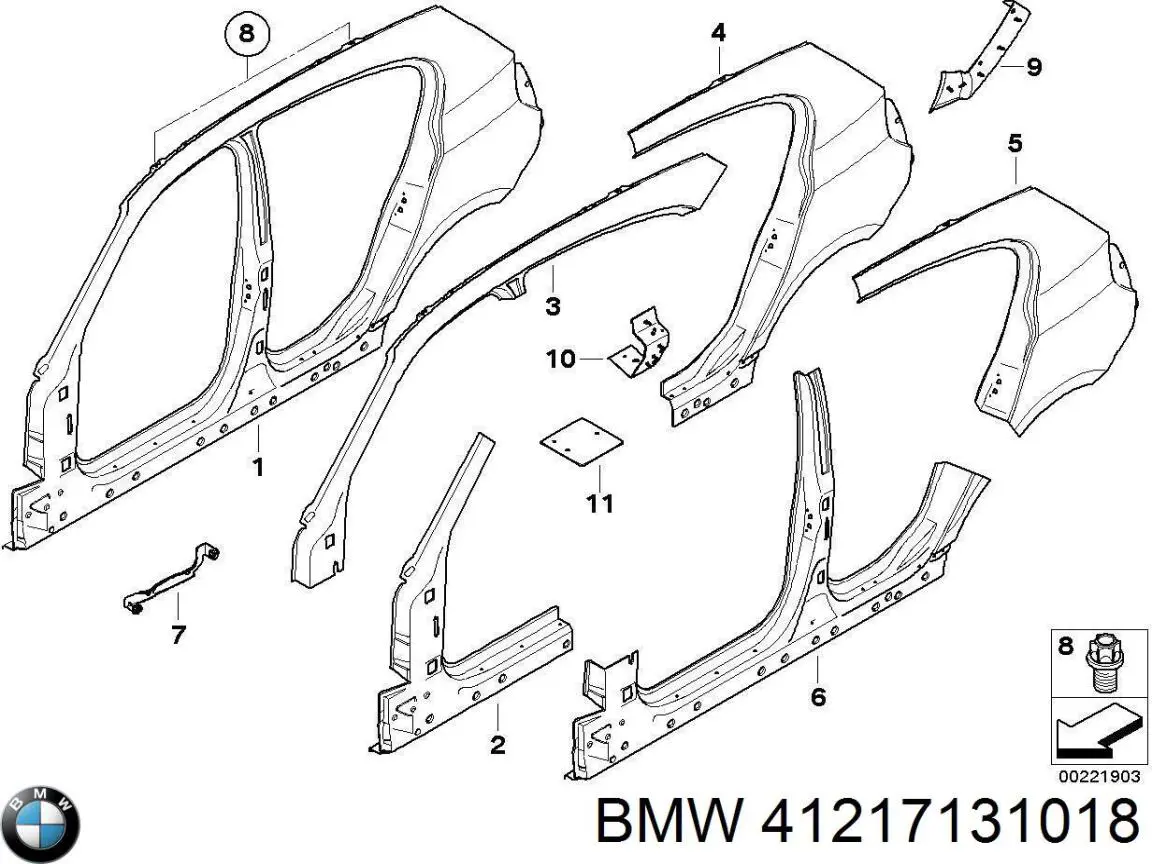 Бічна частина задні праві BMW 41217131018 ціна, від 2170.61 USD