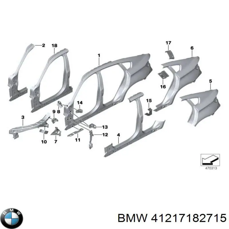 Крило заднє BMW 41217182715 ціна, від 351.58 USD