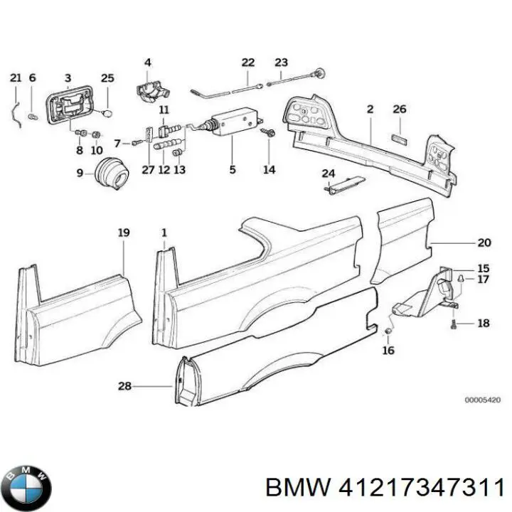 Купити 41217347311 BMW Крило заднє ліве