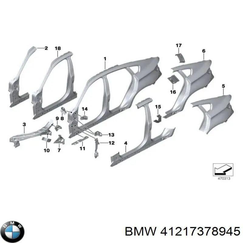 41217378945 BMW Отвір передніх лівих дверей
