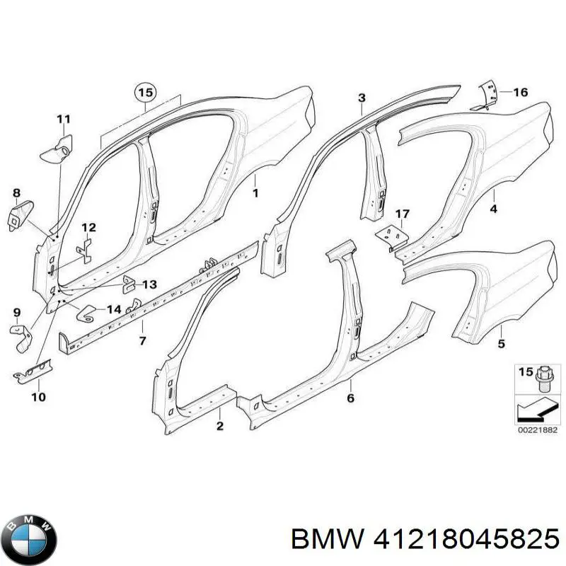 Крило заднє ліве BMW 41218045825 ціна, від 1398.35 USD