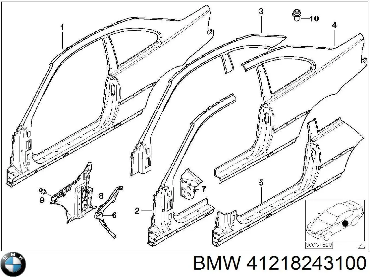 Бічна частина задні праві BMW 41218243100 ціна, від 336.93 USD