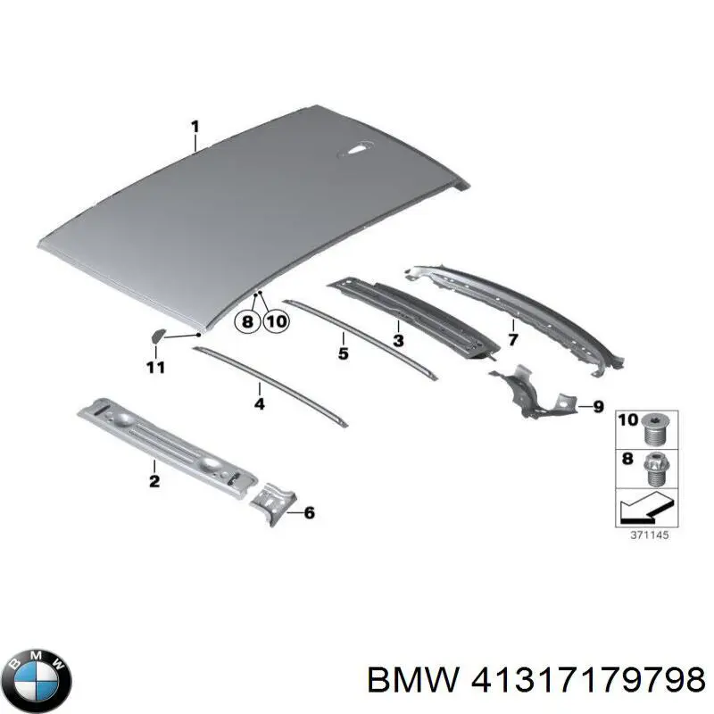 Дах кабіни в зборі BMW 41317179798 ціна, від 190.46 USD