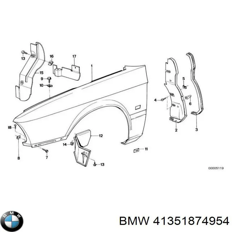 Крило переднє праве BMW 41351874954 ціна, від 587.00 USD