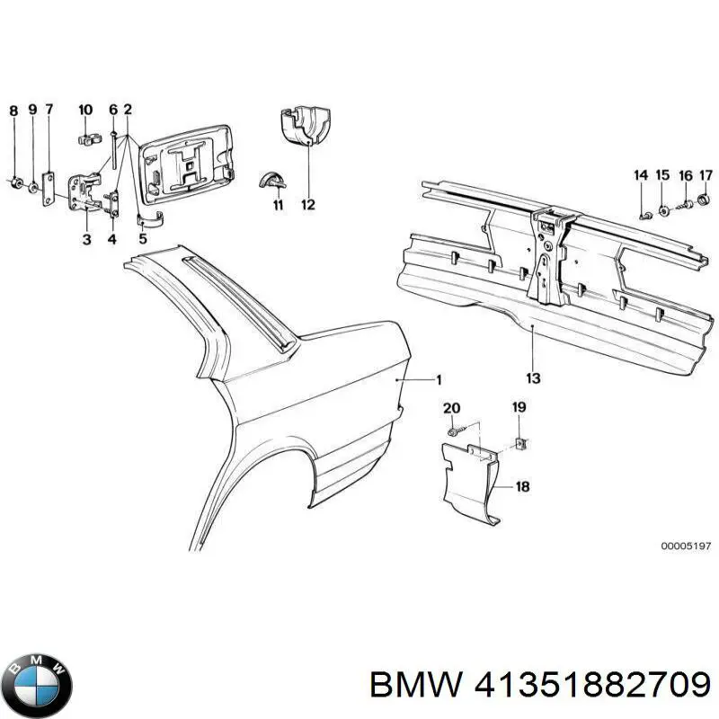 Крило заднє BMW 41351882709 ціна, від 690.01 USD