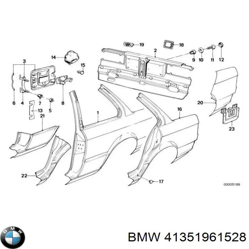 Ремонтна частина арки крила заднього, правого BMW 41351961528 ціна, від 373.08 USD