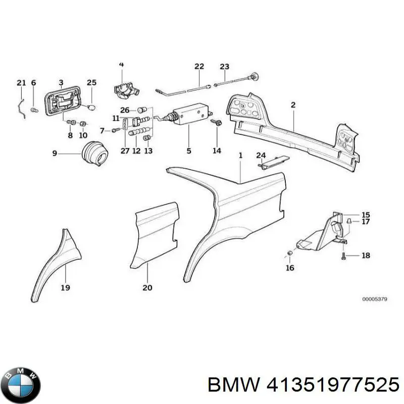 Крило заднє BMW 41351977525 ціна, від 125.38 USD