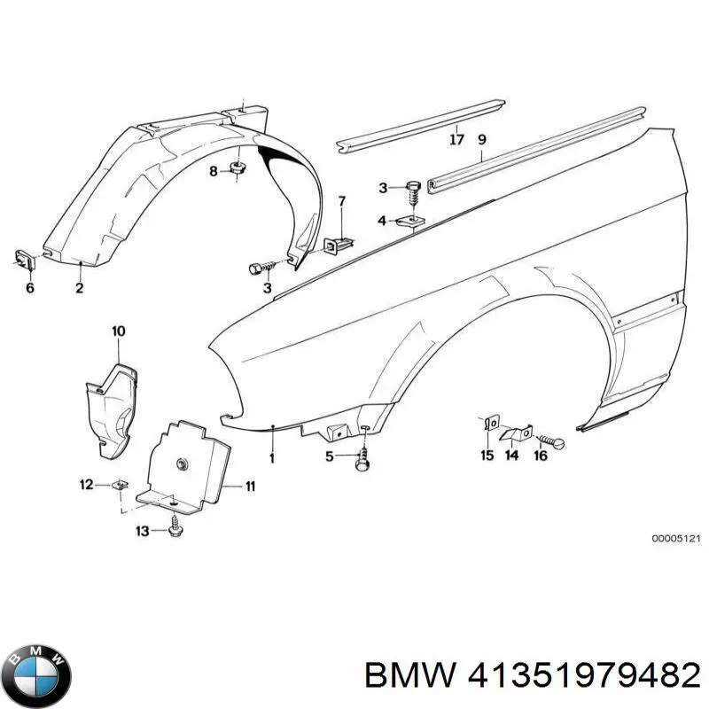 Крило переднє праве BMW 41351979482 ціна, від 98.25 USD