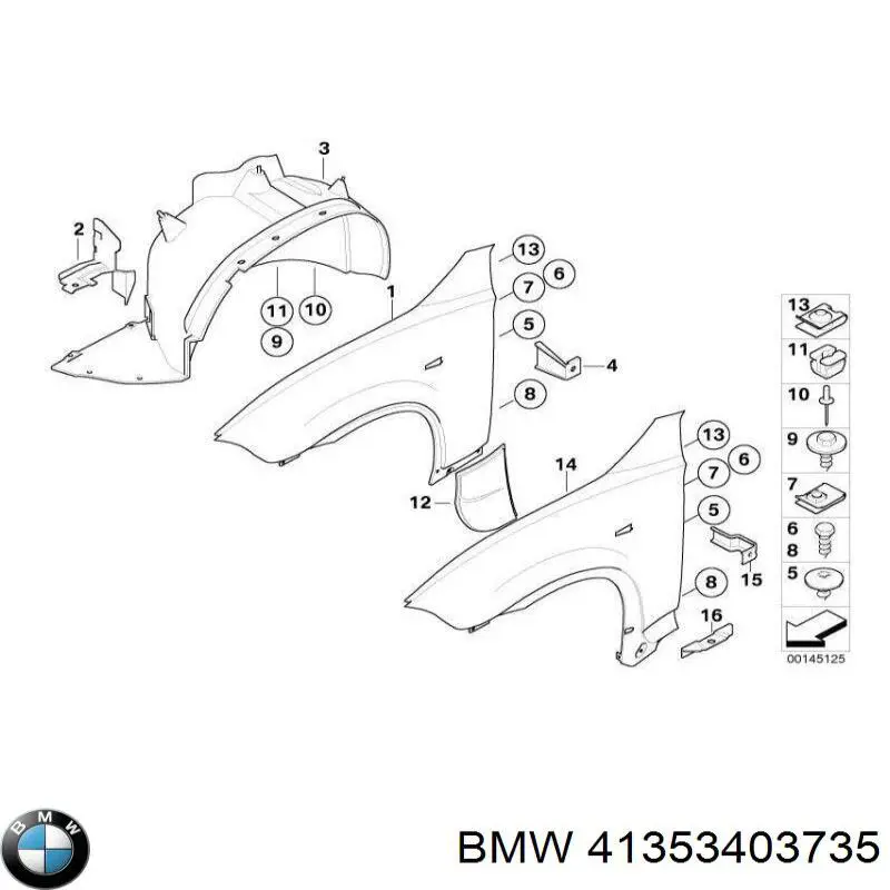 Ліве переднє крило BMW 41353403735 ціна, від 63.35 USD