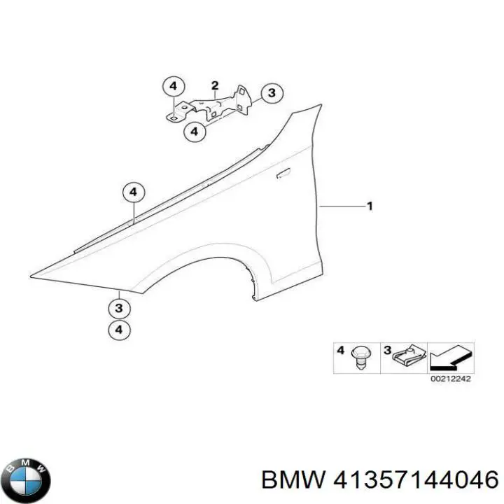 Кронштейн кріплення крила переднього правого верхній BMW 41357144046 ціна, від 38.01 USD