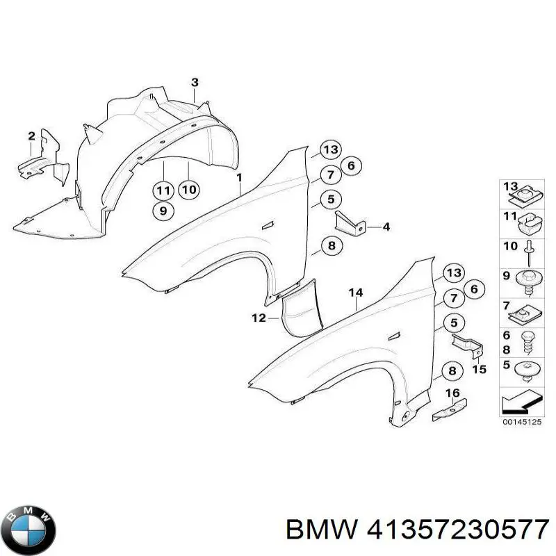 Ліве переднє крило BMW 41357230577 ціна, від 354.33 USD