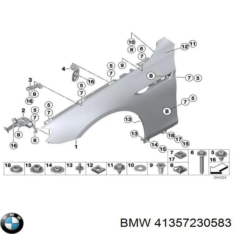 41357230583 BMW Кронштейн кріплення крила переднього лівого, передній