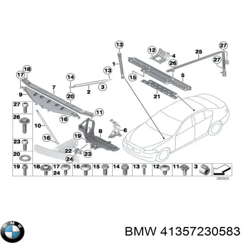 Кронштейн кріплення крила переднього лівого, передній BMW 41357230583 ціна, від 23.90 USD
