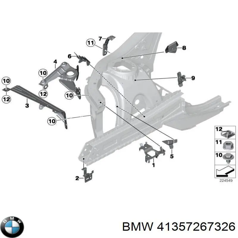 Кронштейн кріплення крила переднього правого, передній на BMW X3 (F25)