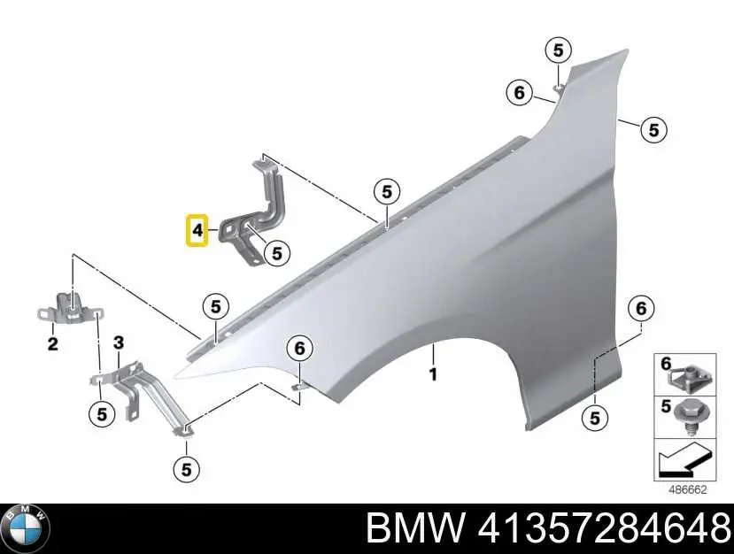 Кронштейн кріплення крила переднього правого, задній BMW 41357284648 ціна, від 26.96 USD