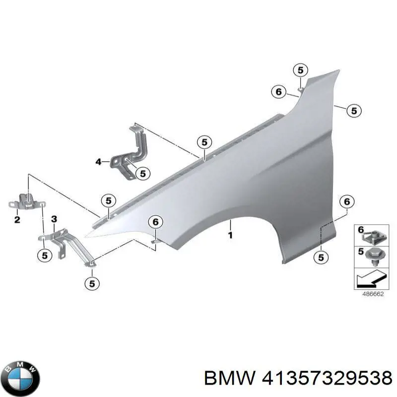 41357329538 BMW Кронштейн кріплення крила переднього правого верхній