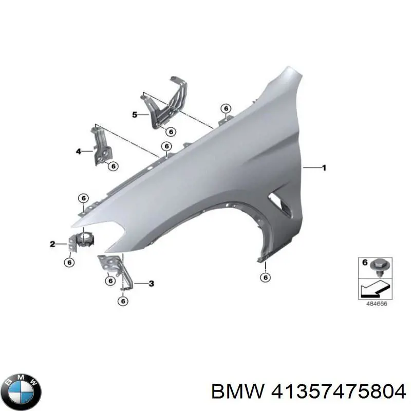 41357475804 BMW Кронштейн кріплення крила переднього правого, задній