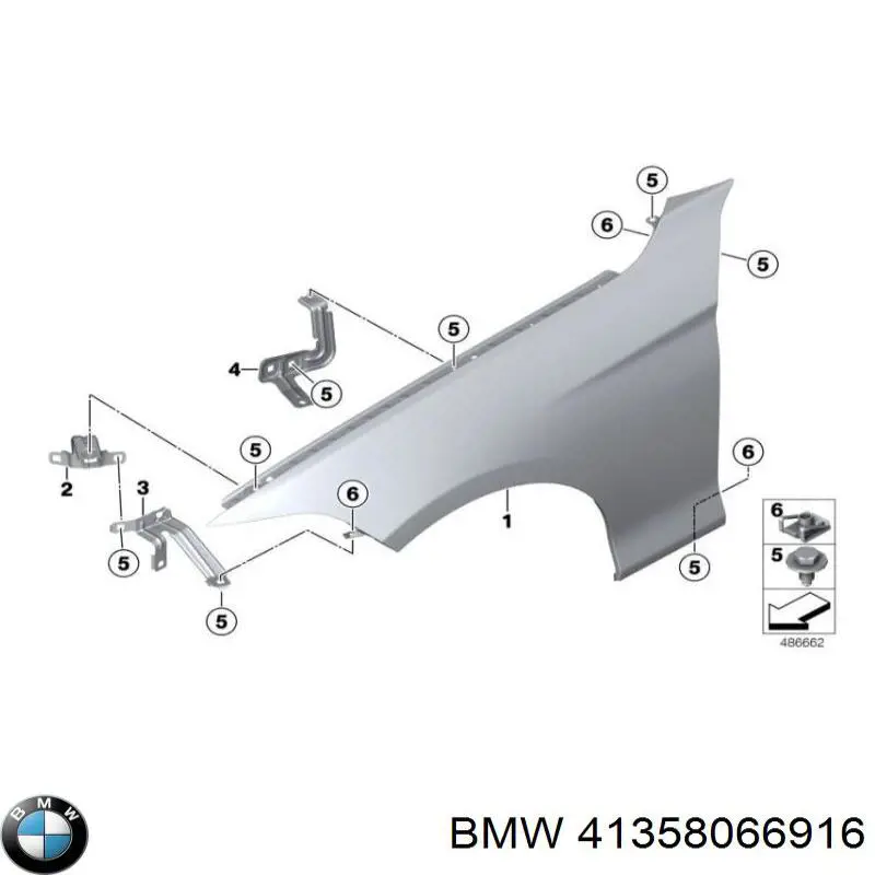41358066916 BMW Крило переднє праве