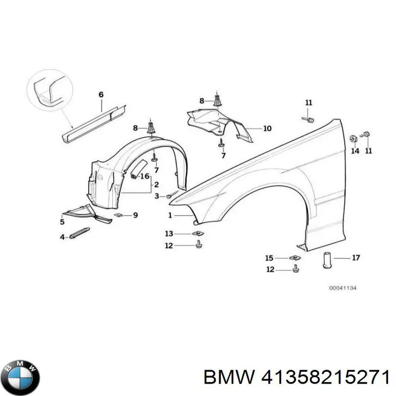Купити 41358215271 BMW Крило переднє ліве