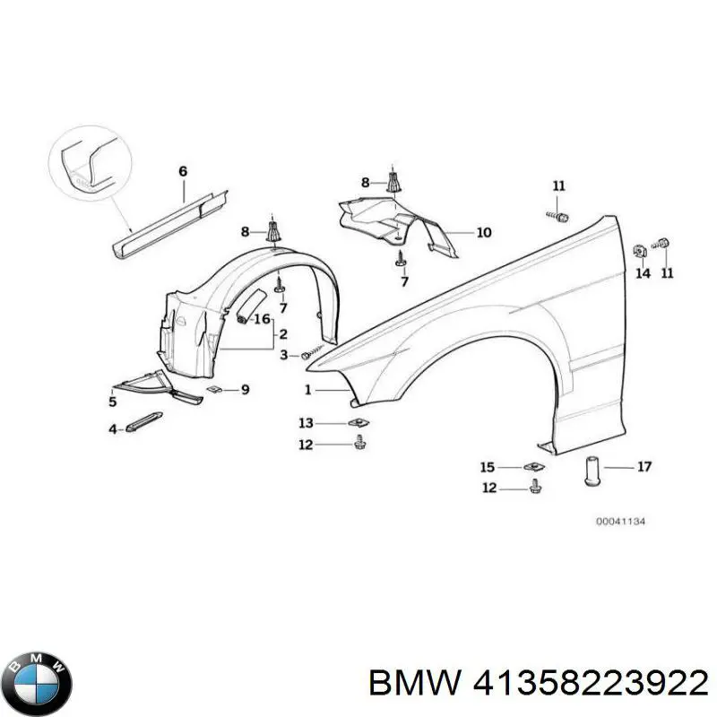 Крило переднє праве 41358223922 BMW