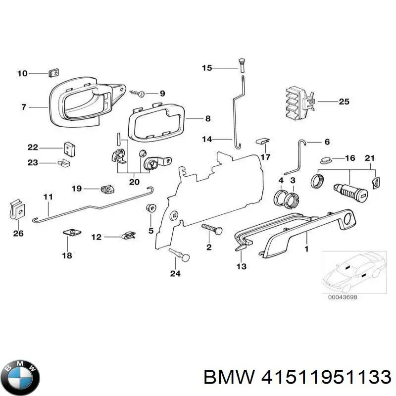 Купити 41511951133 BMW Дверний шарнір водійських дверей