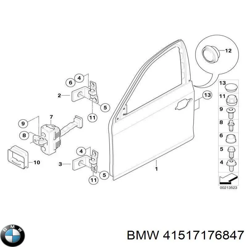 Петля передніх дверей, лівої 41517176847 BMW