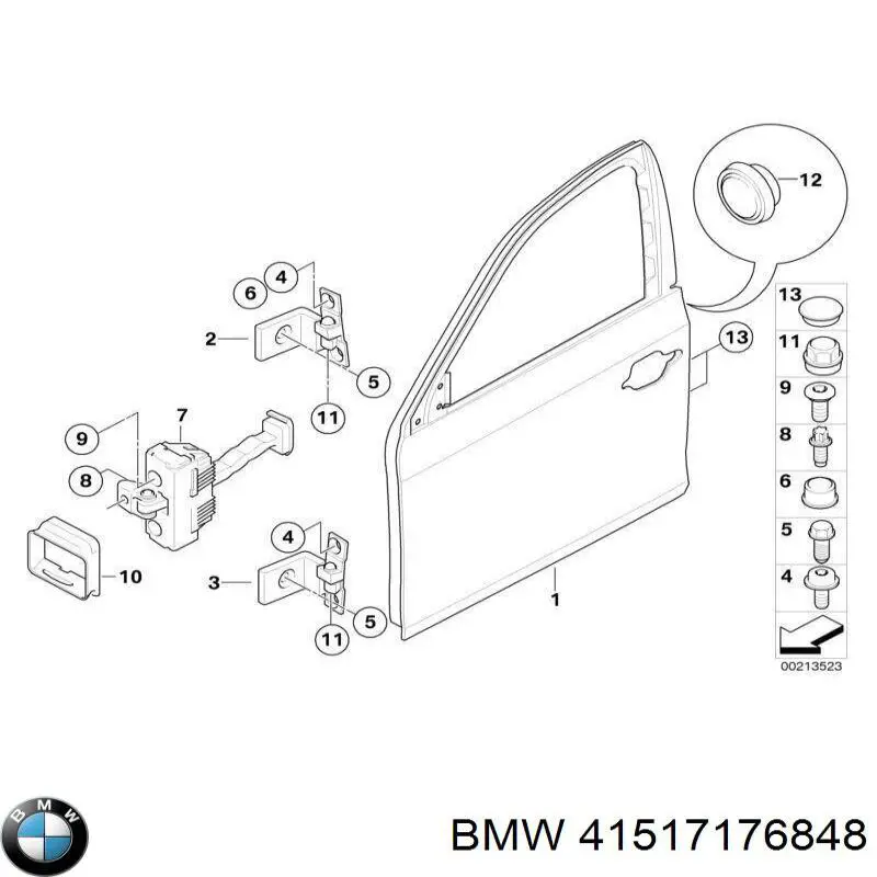 Петля передніх дверей права BMW 41517176848 ціна, від 6.33 USD