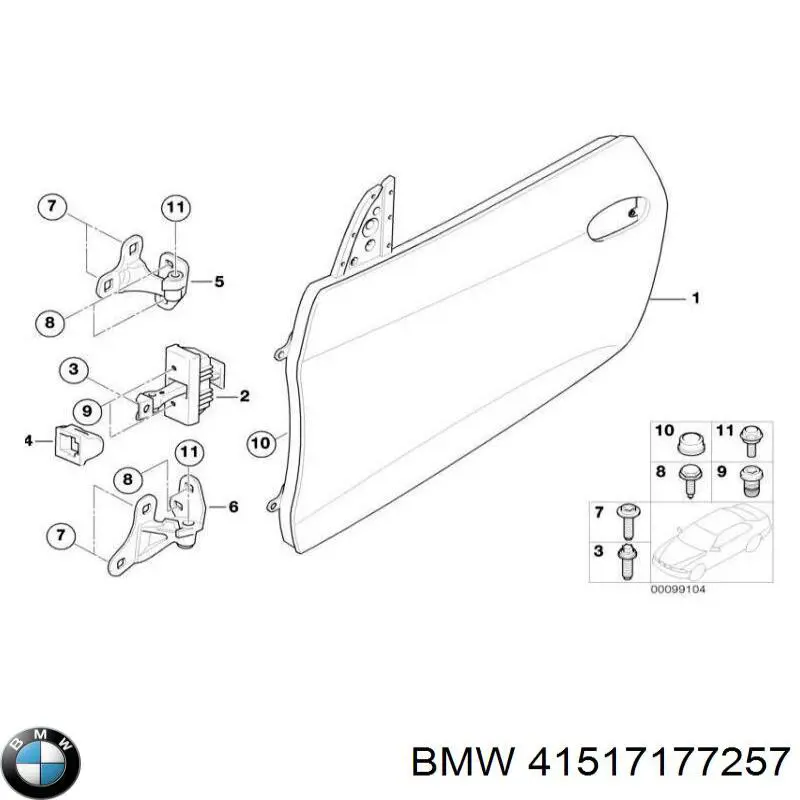 Завіса дверей передных лівих BMW 41517177257 ціна, від 46.92 USD