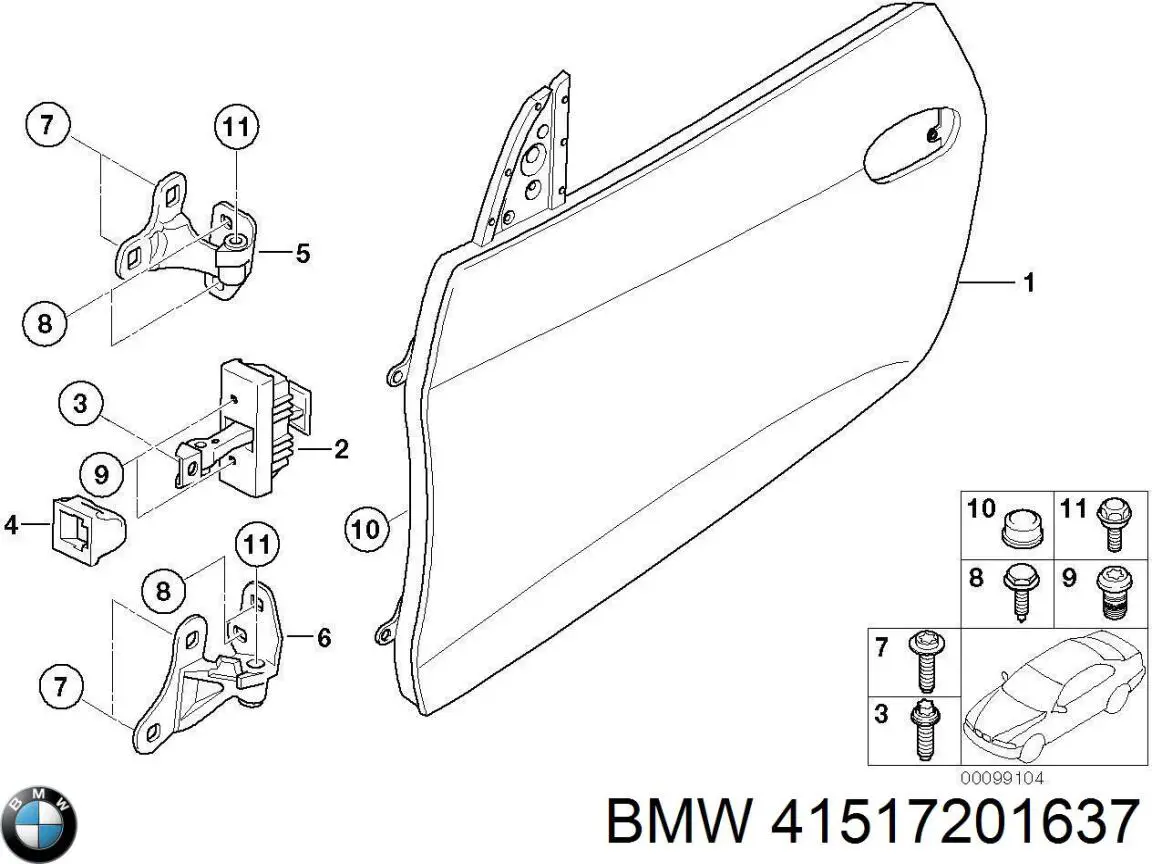 Двері передні, ліві BMW 41517201637 ціна, від 34.65 USD