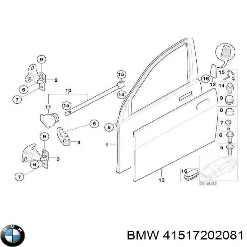 Двері передні ліві 41517202081 BMW
