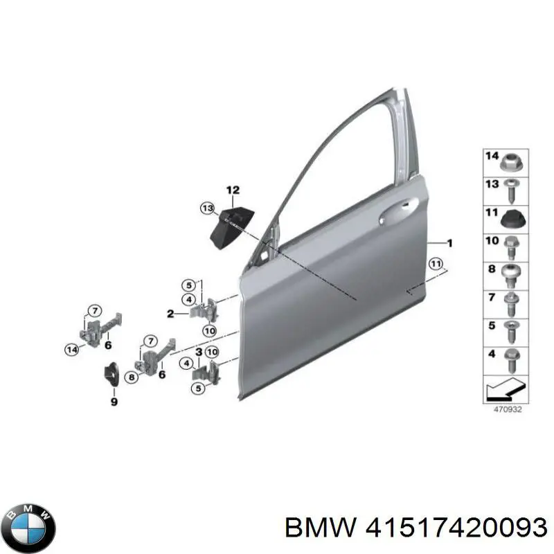 Завіса дверей передных лівих BMW 41517420093 ціна, від 21.54 USD
