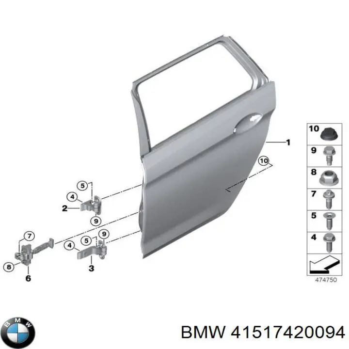 Петля передніх дверей права BMW 41517420094 ціна, від 23.43 USD