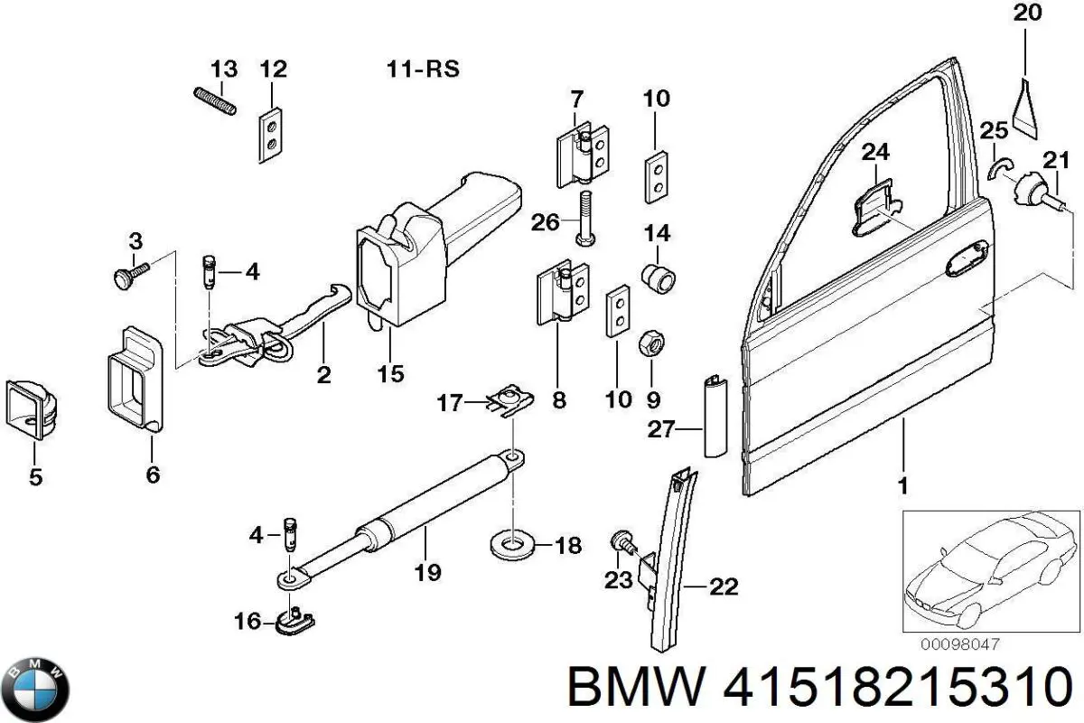 Двері передні, праві BMW 41518215310 ціна, від 25.34 USD