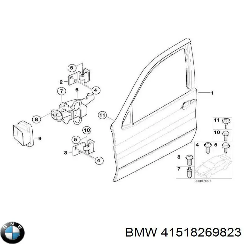 Завіса дверей передных лівих BMW 41518269823 ціна, від 4.42 USD