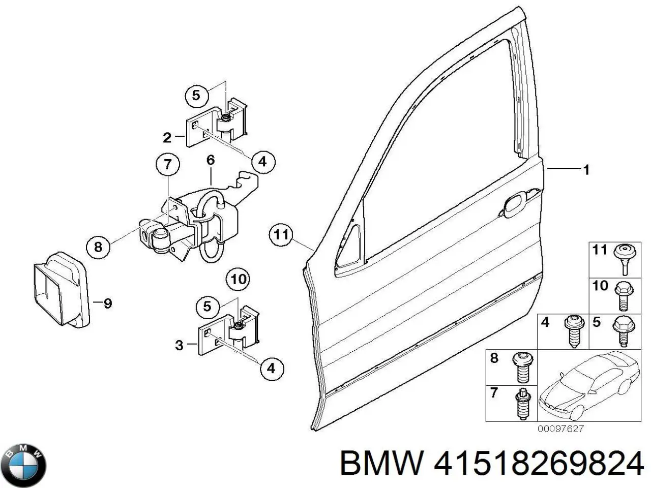 Купити 41518269824 BMW Петля передніх дверей, правих